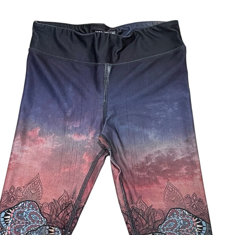 EVCR Elephant Mandala Leggings Sunset Ombre Whimsigoth Chakras Celestial Small - Picture 6 of 13